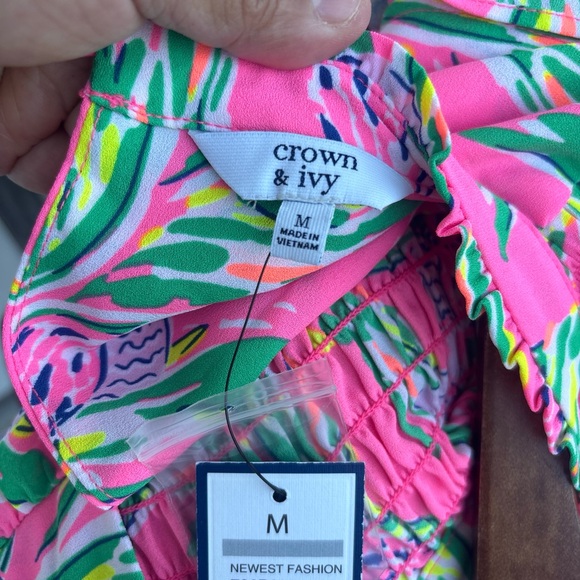 crown & ivy Pink Tropical Print Smocked Maxi Dress - Picture 4 of 7